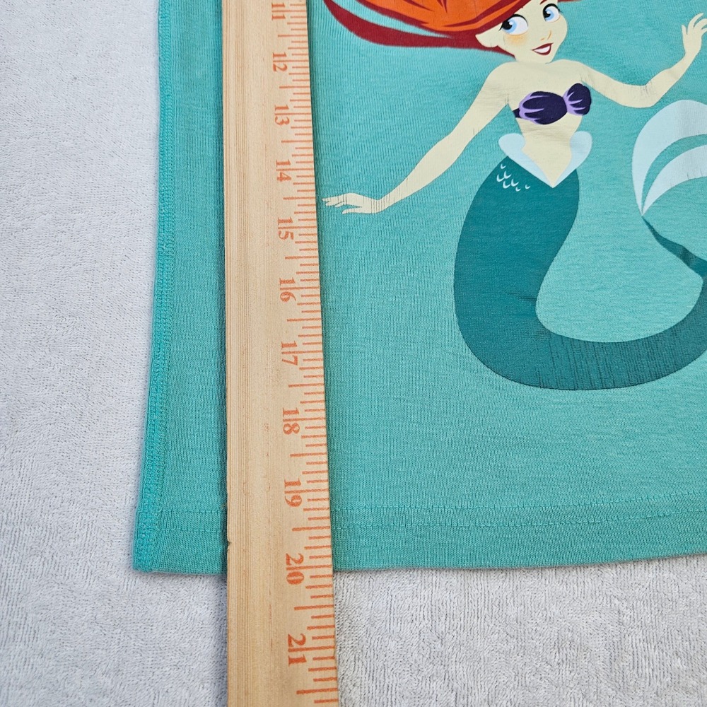 Hanna Andersson Disney Ariel Little Mermaid Organic Pajama Top Aqua Kids 8 - Picture 5 of 6